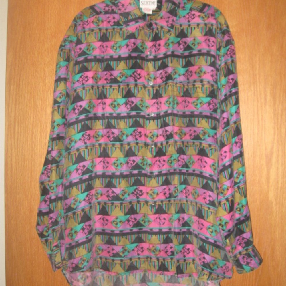 Silktime Multi-Colored Button Down Blouse